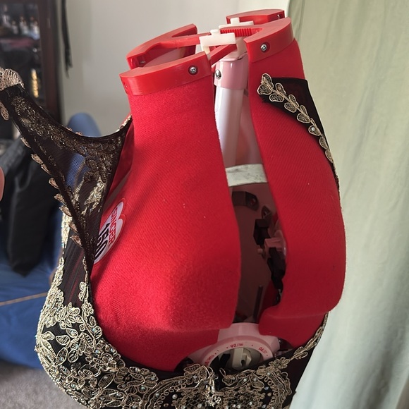 XSCAPE black dress with gold lace mermaid gown - Picture 9 of 11